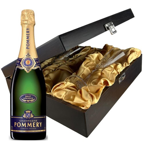 Pommery Brut Apanage Champagne 75cl And Flutes In Luxury Presentation Box